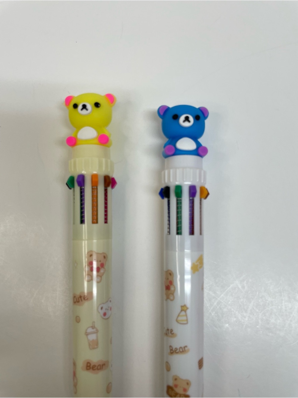 Bear Multi-Color Retractable Pens Duo - Yellow & Blue